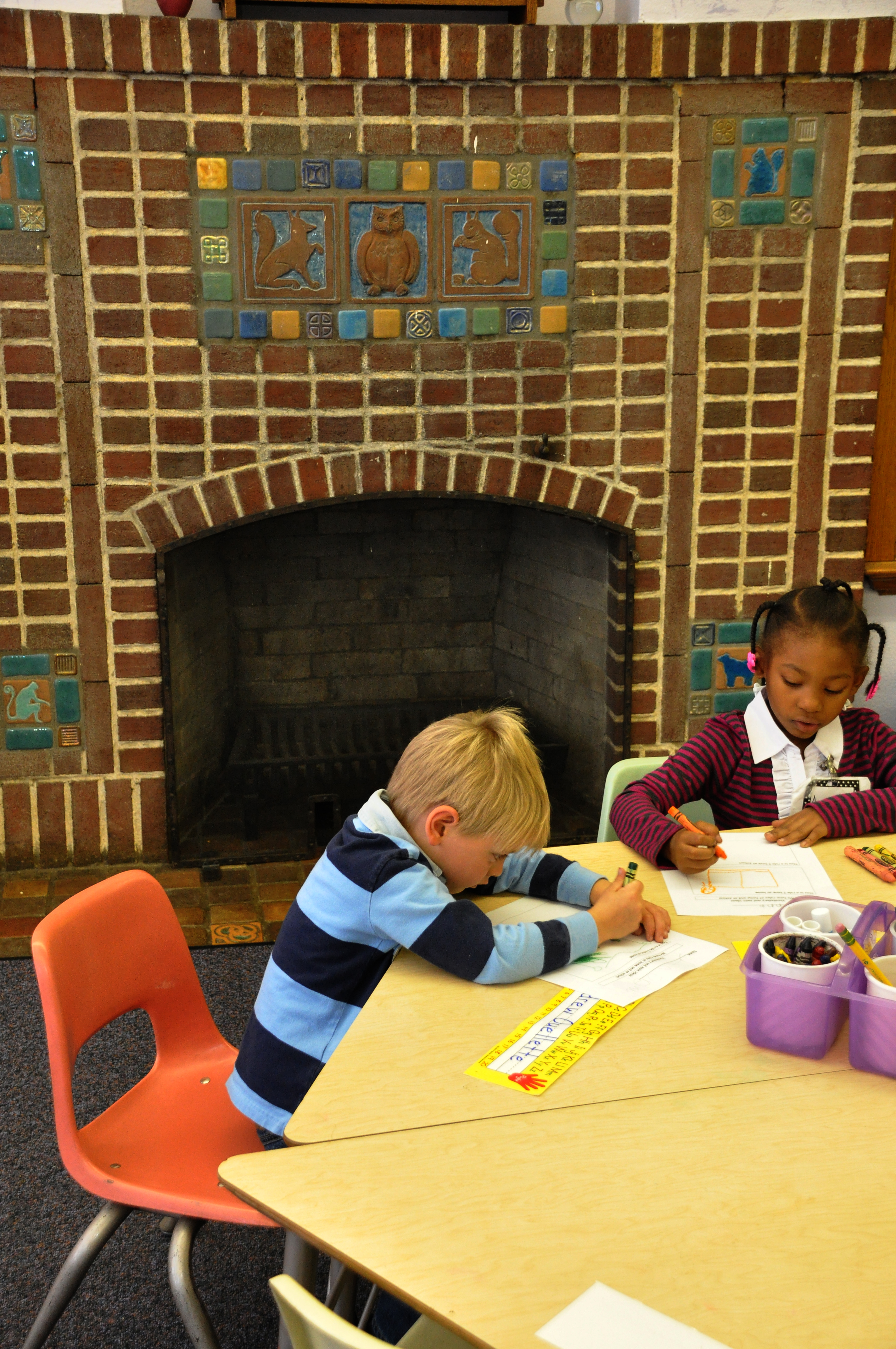 Pewabic tile in classroom